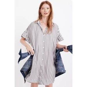 Madewell striped button down straight dress linen and cotton